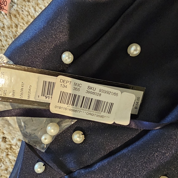 NWT Tahari ASL Navy Cocktail dress. Size 14, Navy - Picture 5 of 8